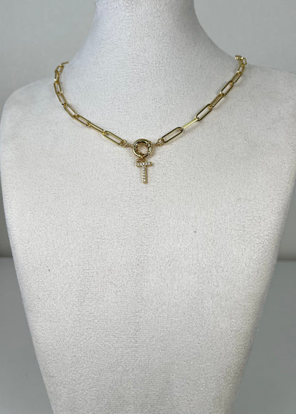 Strass letter necklace voorsluiting