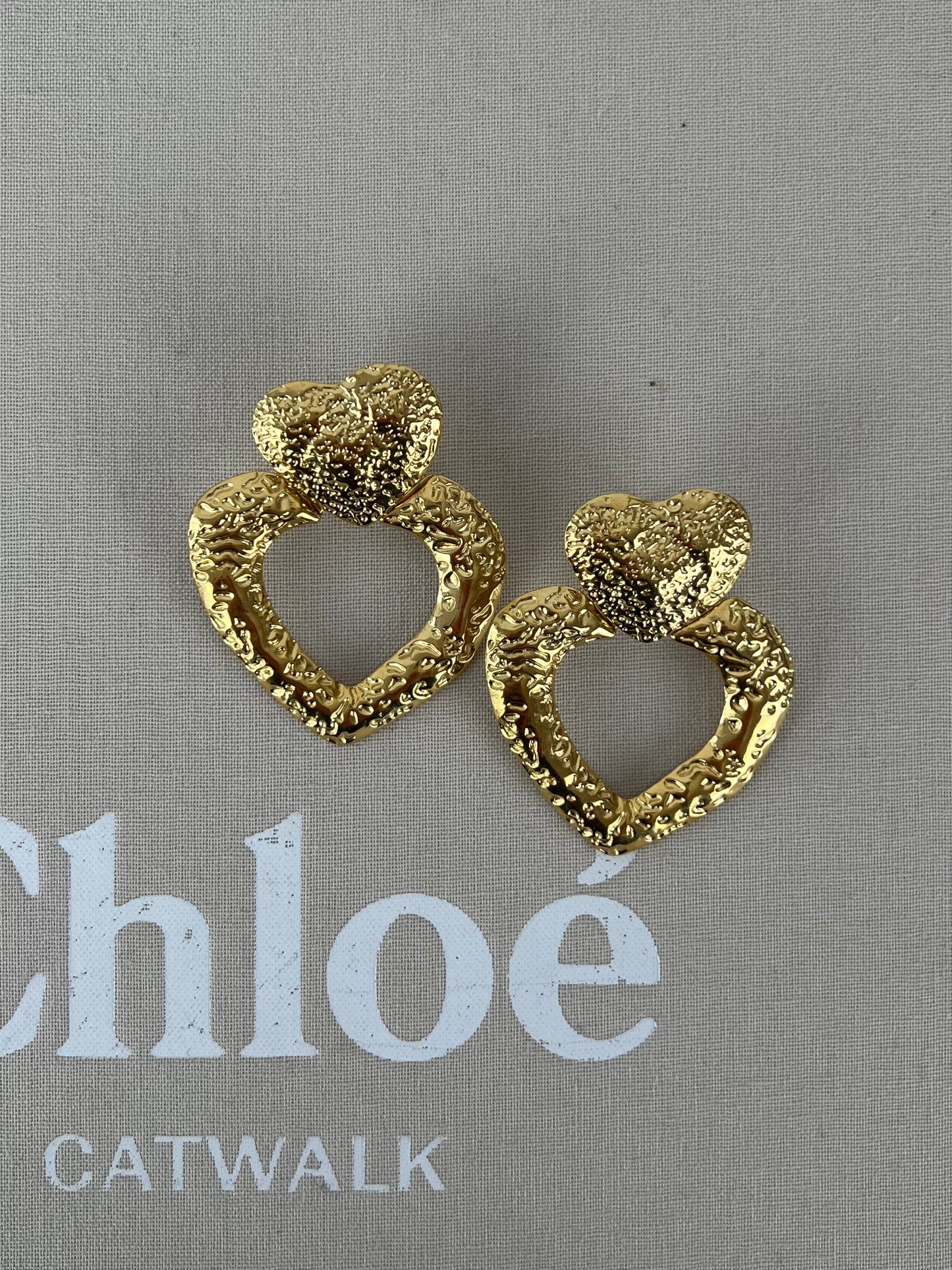 Oorbellen open hart hanger met patroon