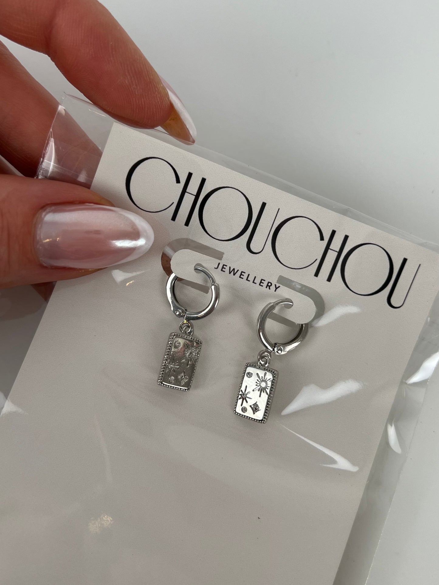 Oorhangers zilver met sterren patroontjes