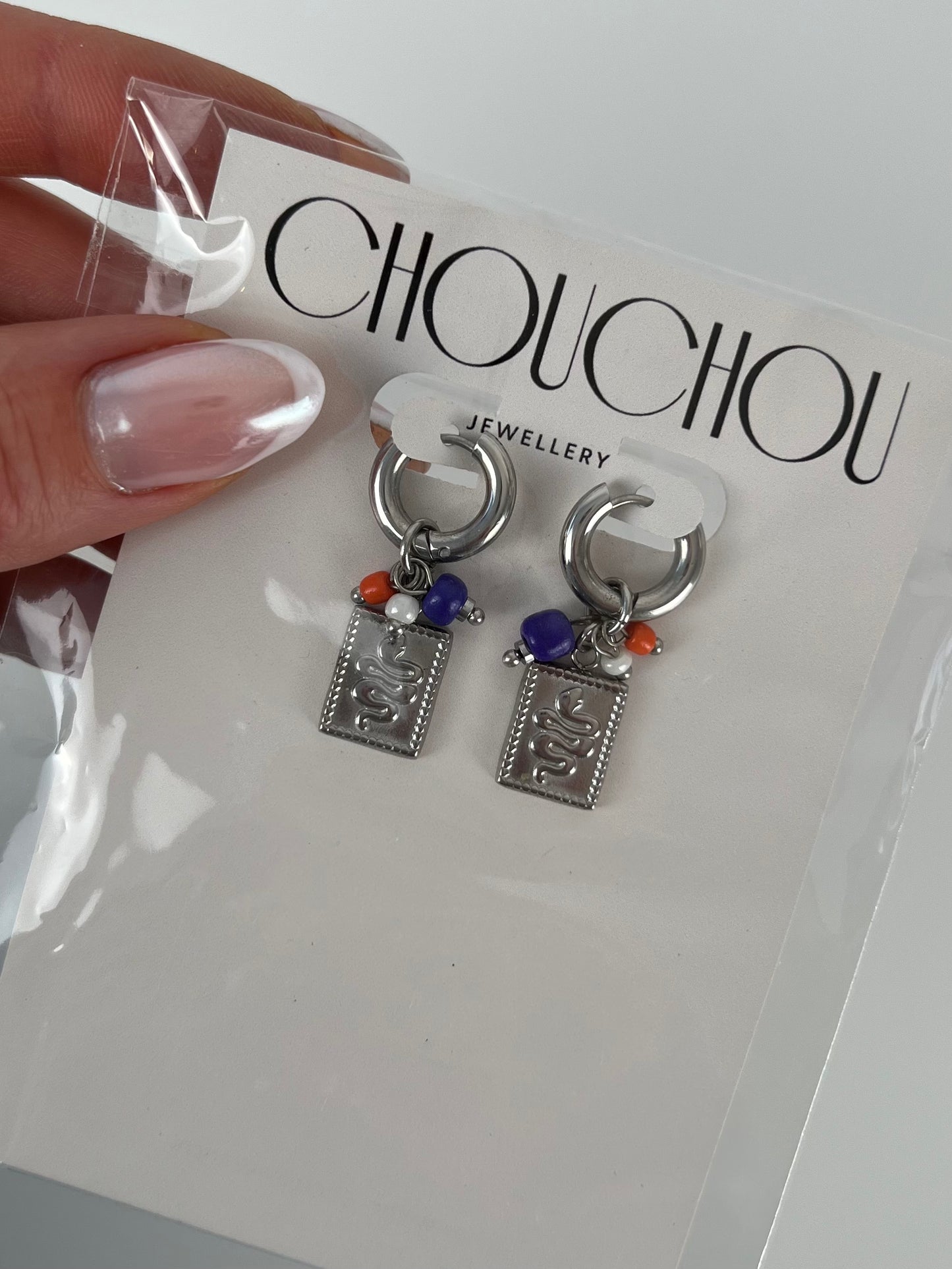 Oorhangers zilver met slangen patroon