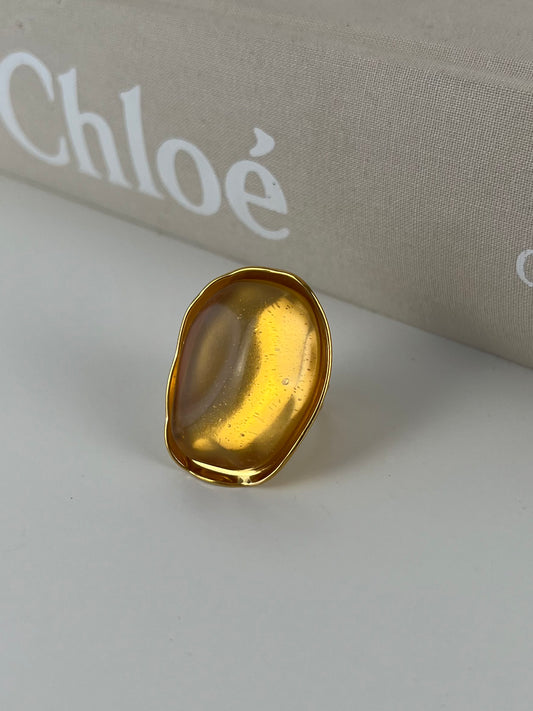 Ring grote beige steen