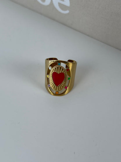Ring statement met kleur en hart midden