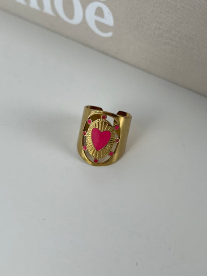 Ring statement met kleur en hart midden