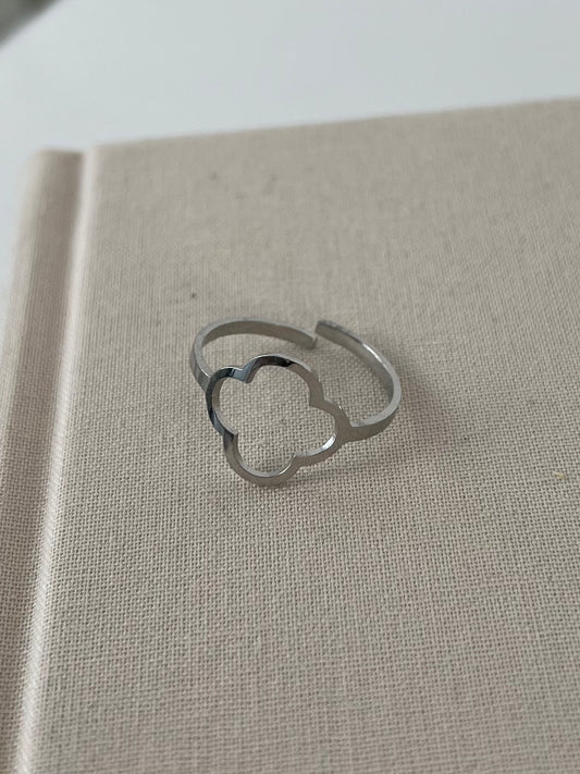 Ring open klaver zilver