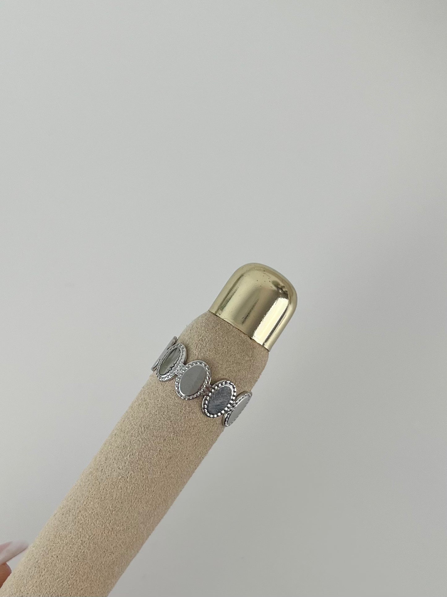 Ring ovale schakels met randje zilver