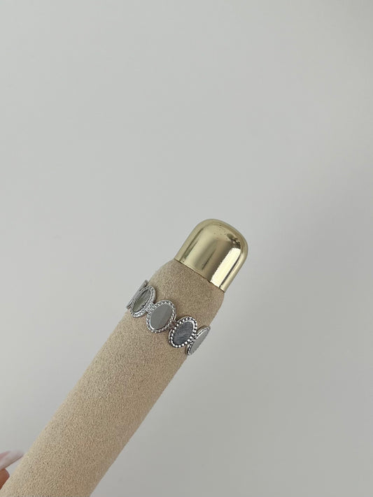 Ring ovale schakels met randje zilver