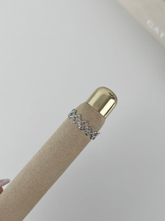 Ring open klavers zilver