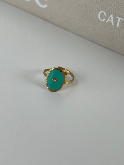 Ring ovaal met kleur ster patroon