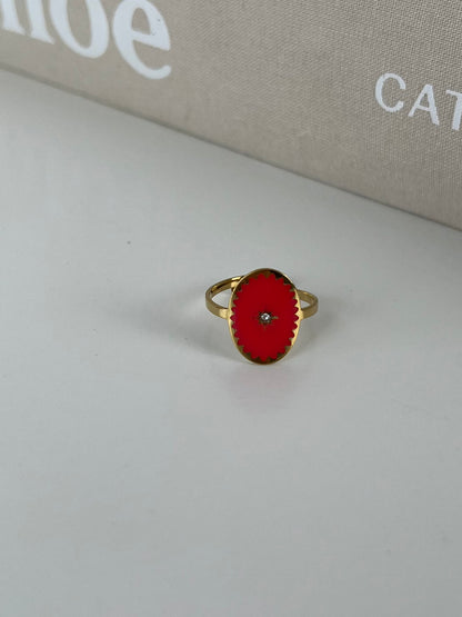Ring ovaal met kleur ster patroon