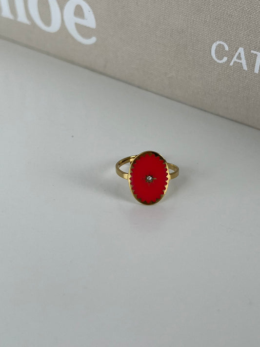 Ring ovaal met kleur ster patroon