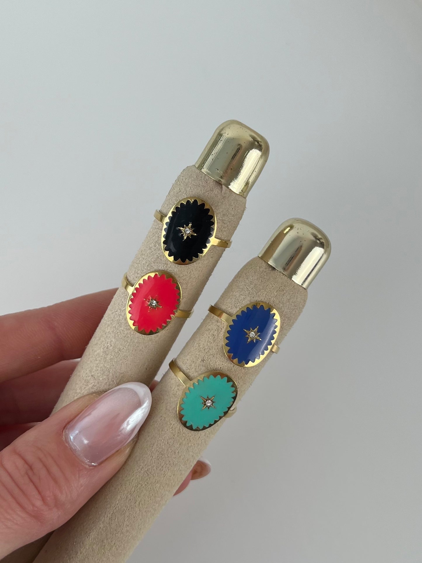 Ring ovaal met kleur ster patroon