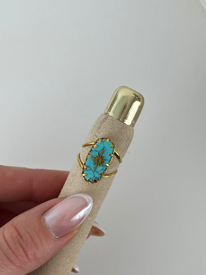 Ring gekleurde steen met ster