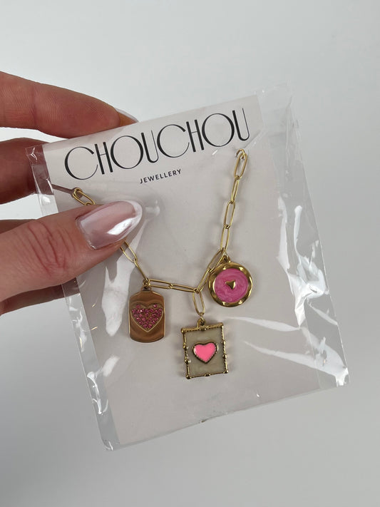Schakelketting bedels roze