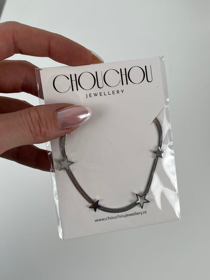 Ketting plat met witte sterren