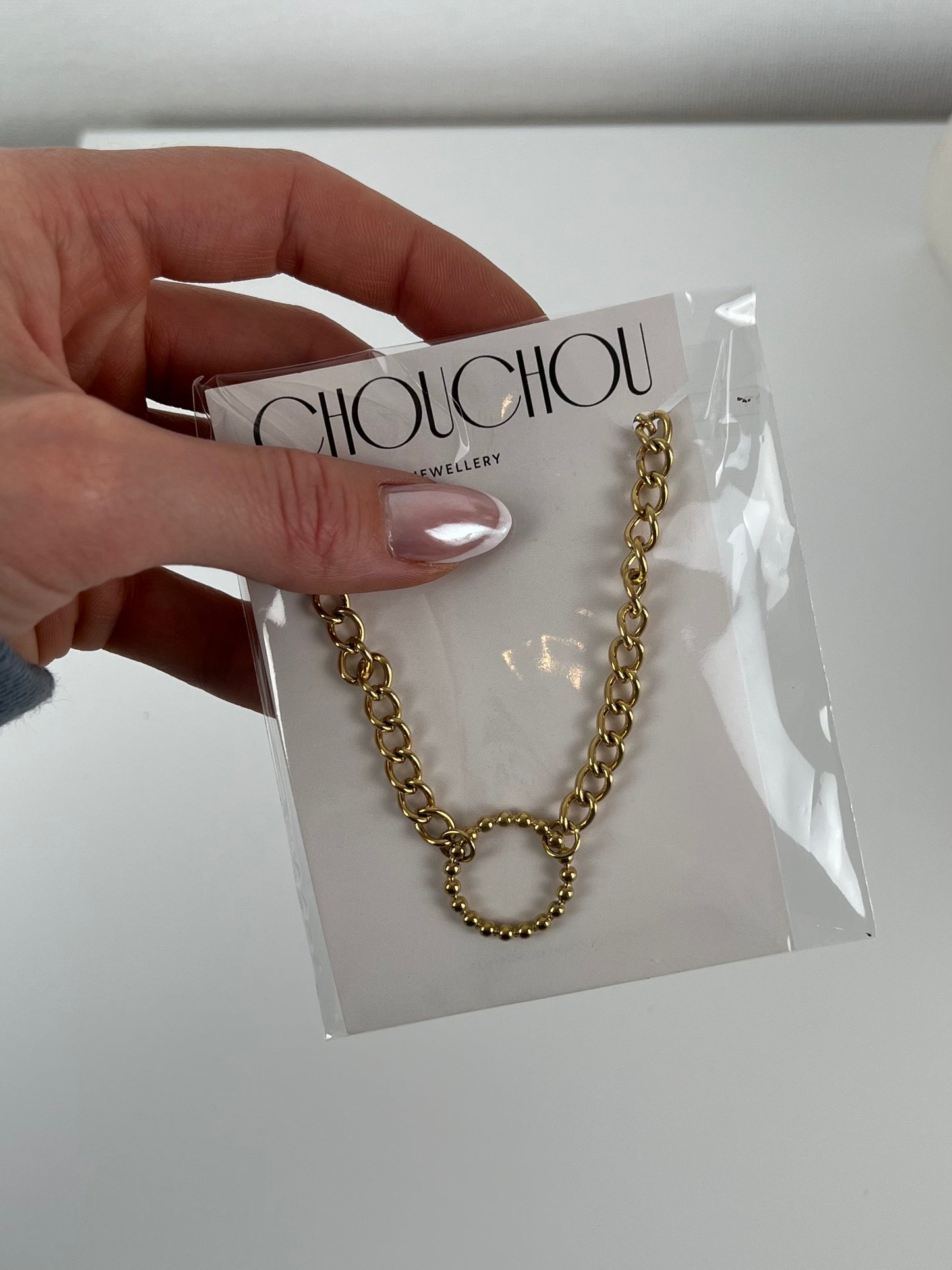 Ketting schakel met rondje met patroon