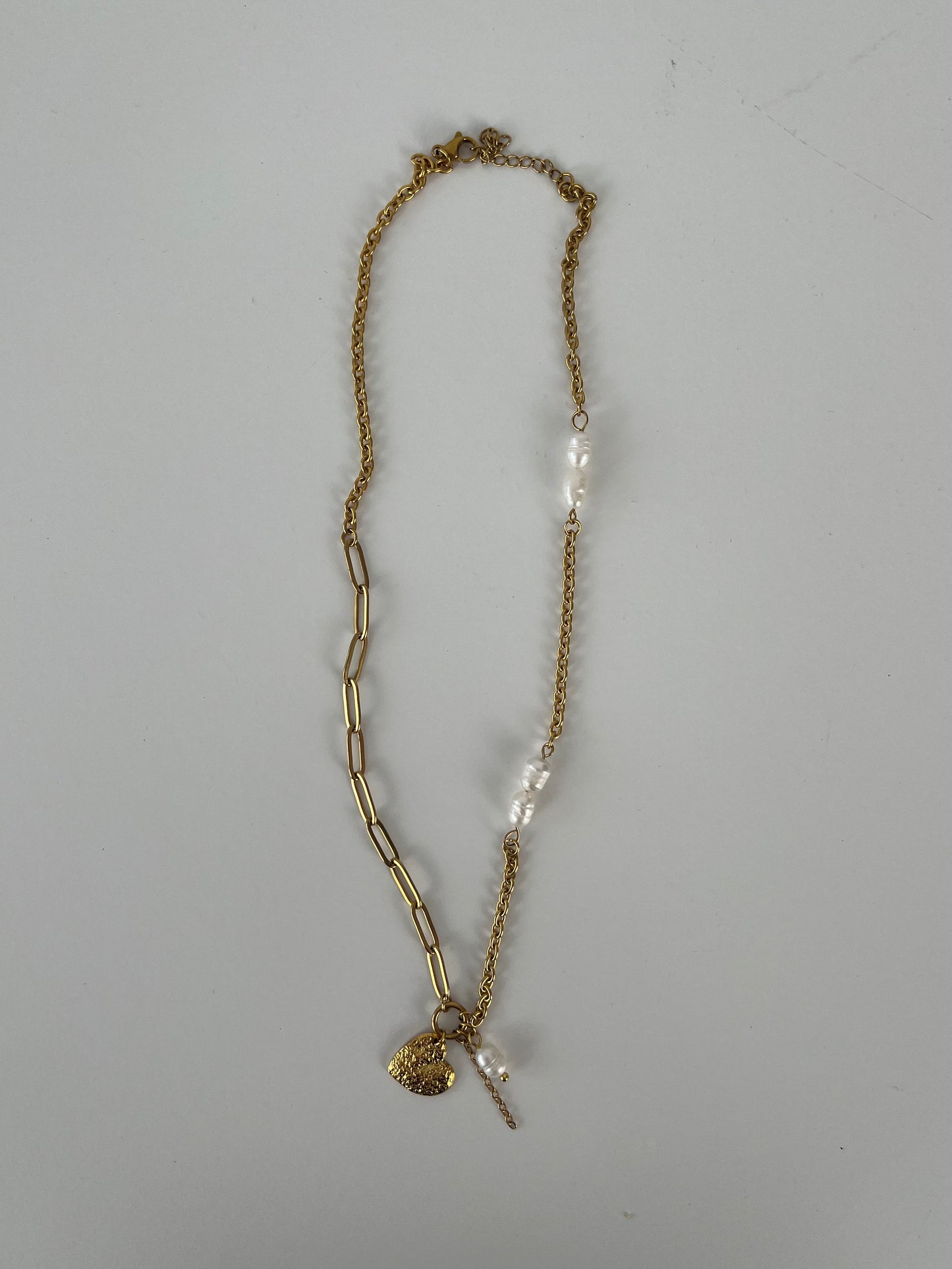 Schakelketting hart met parels