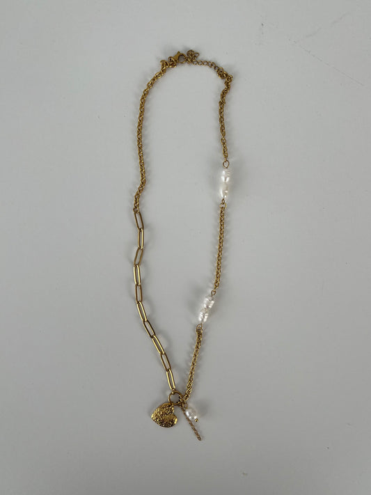 Schakelketting hart met parels
