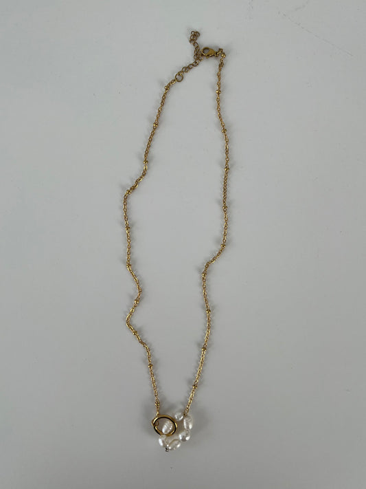 Ketting gouden rondje met parels
