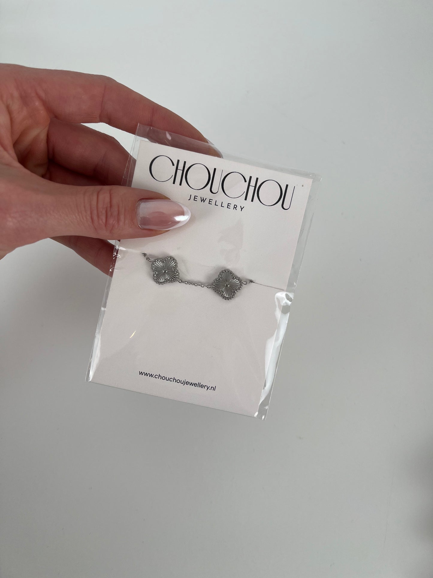 Armband klavers zilver