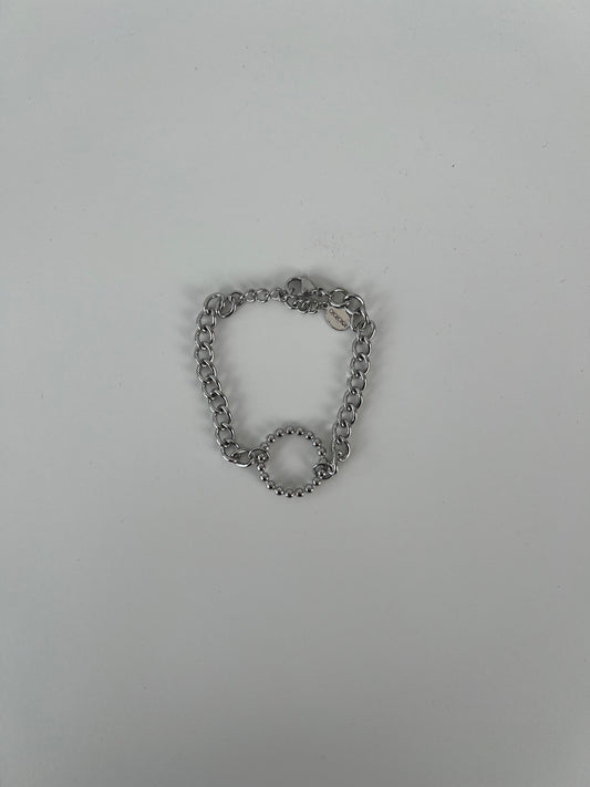 Schakelarmband open rondje met patroon