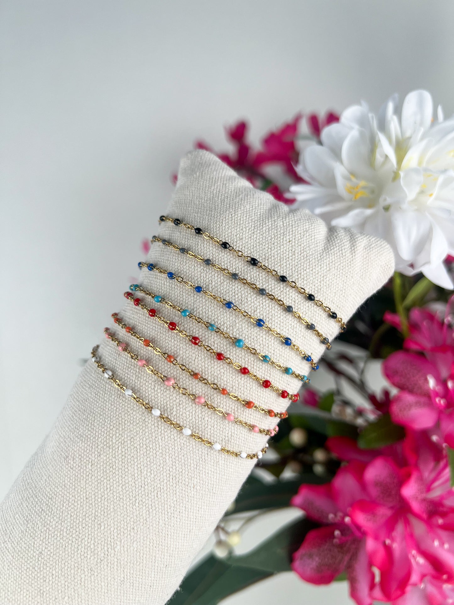 Armband smalle gekleurde dots