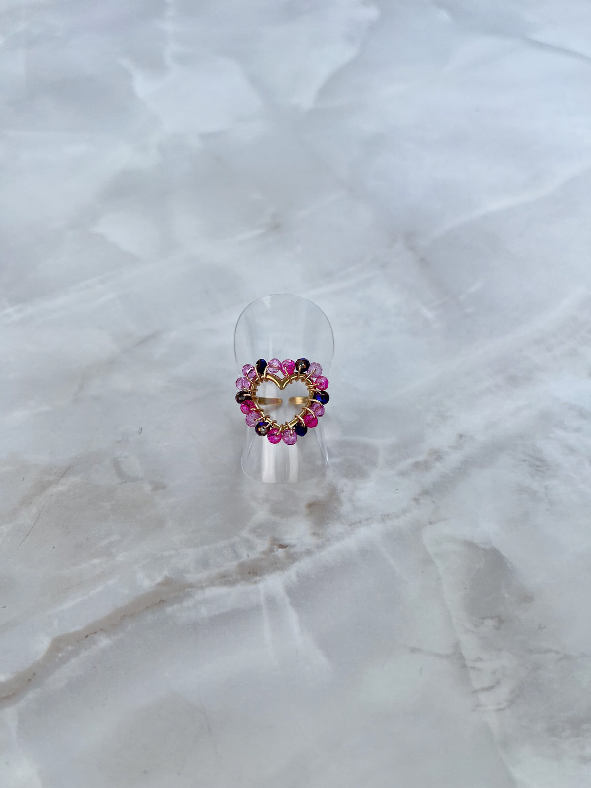 Ring beaded open hartje