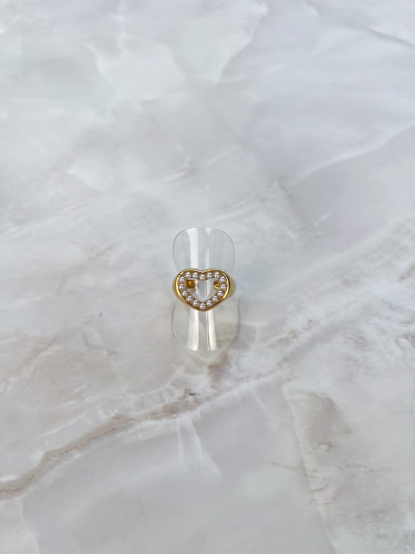 Ring open hartje met parels