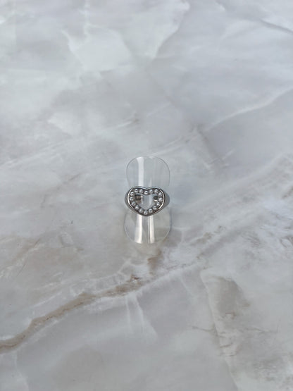 Ring open hartje met parels