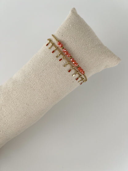 Armband 2 laagjes met kleuren kraaltjes