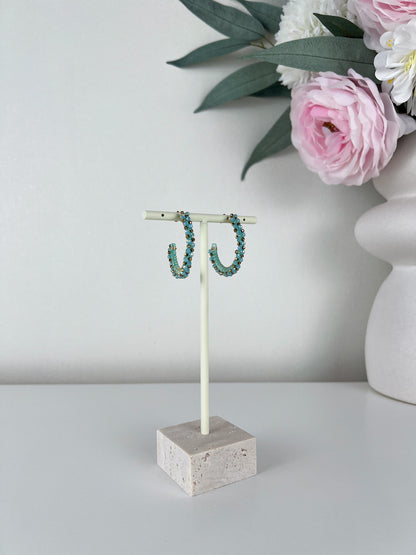 Oorbellen half round met gekleurde kraaltjes