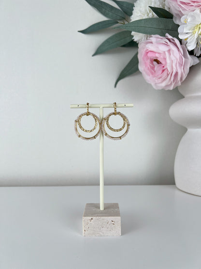 Oorbellen double rounds with beads
