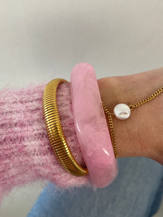 Acryl bangle licht roze