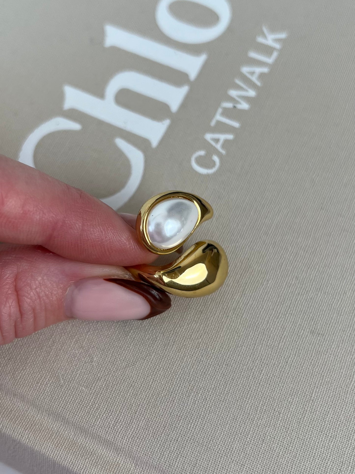 Ring asymmetrisch white pearl