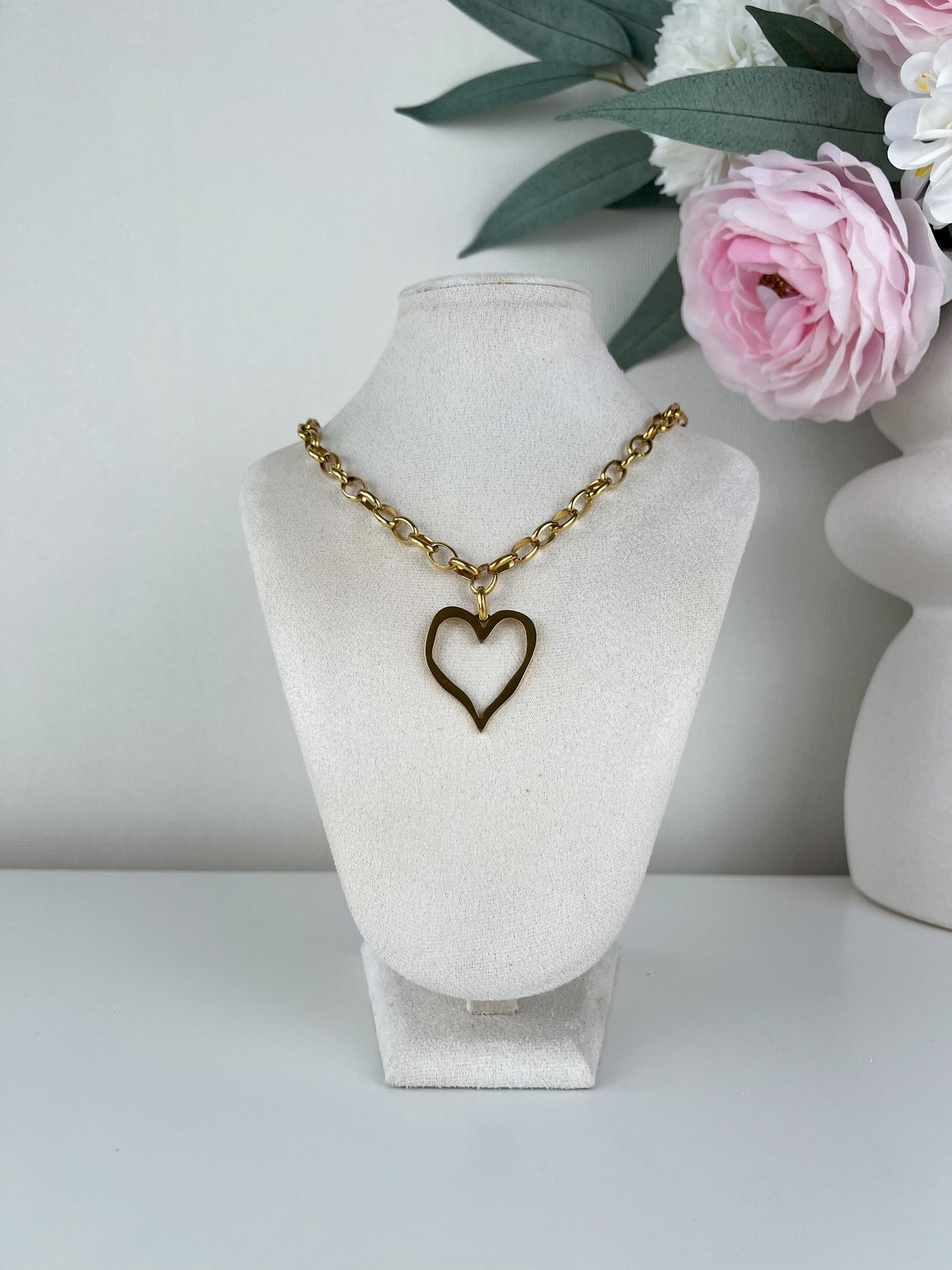 Schakel ketting met groot open hart