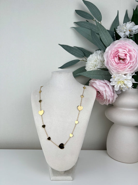 Lange ketting met dichte hartjes