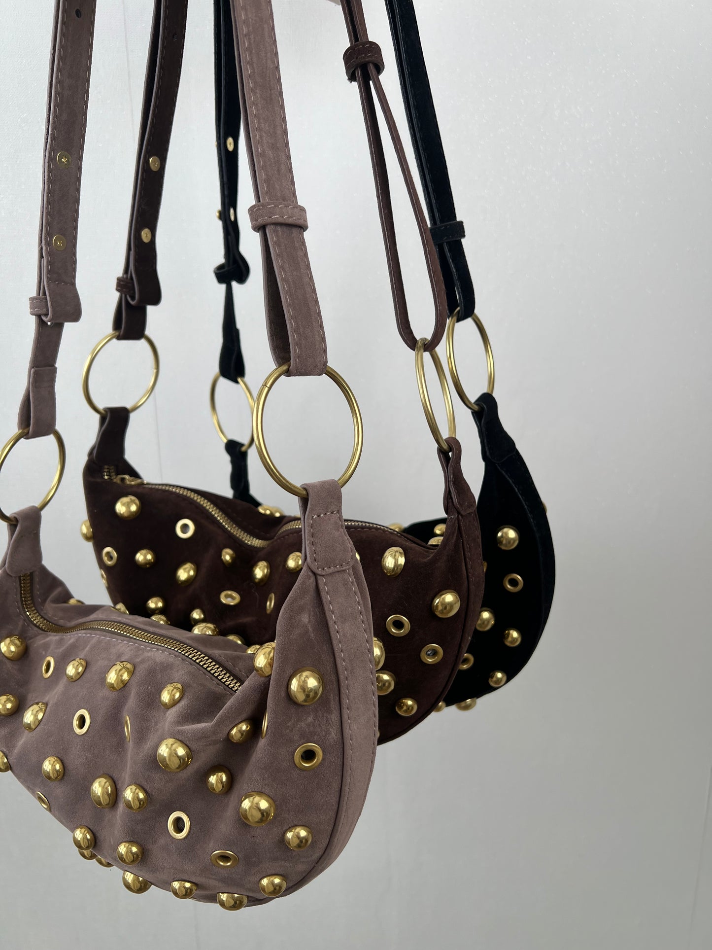 Suède schouder tas studs