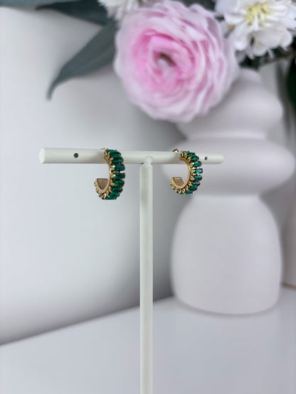 Oorbellen rond met gekleurde steentjes