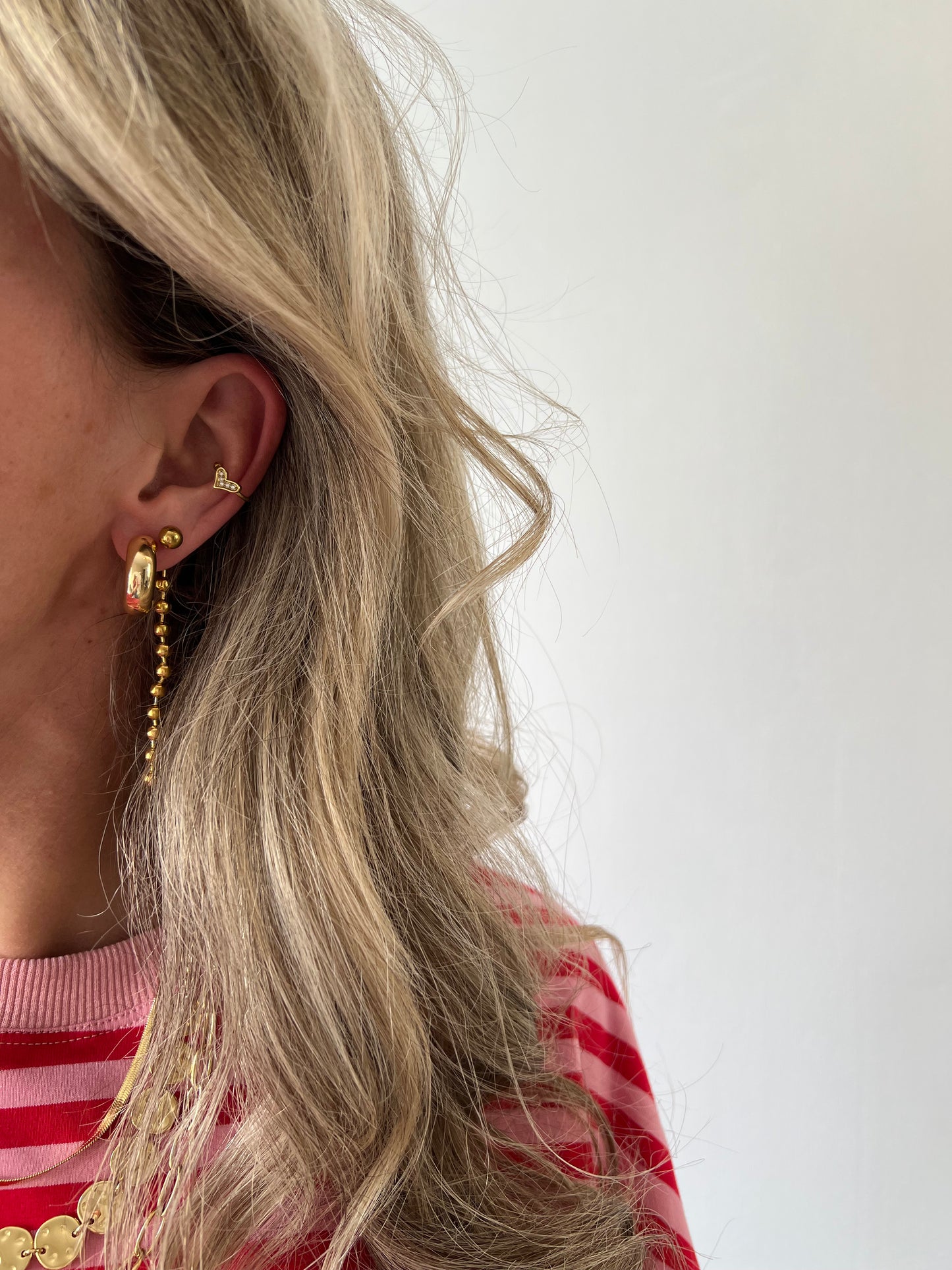 Earcuff hartje met strass