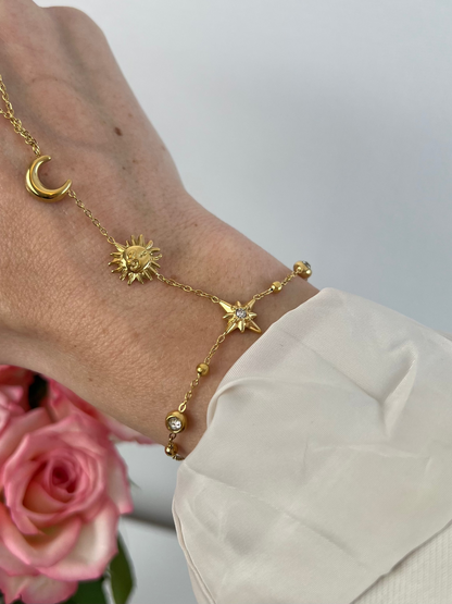 Hand chain moon and stars