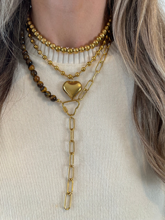 Ketting beads met hartje in V