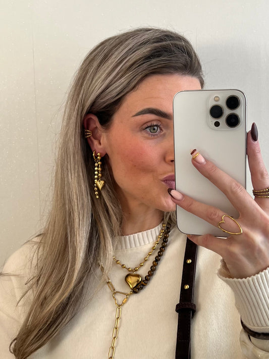 Earcuff 3 laagjes met bolletjes