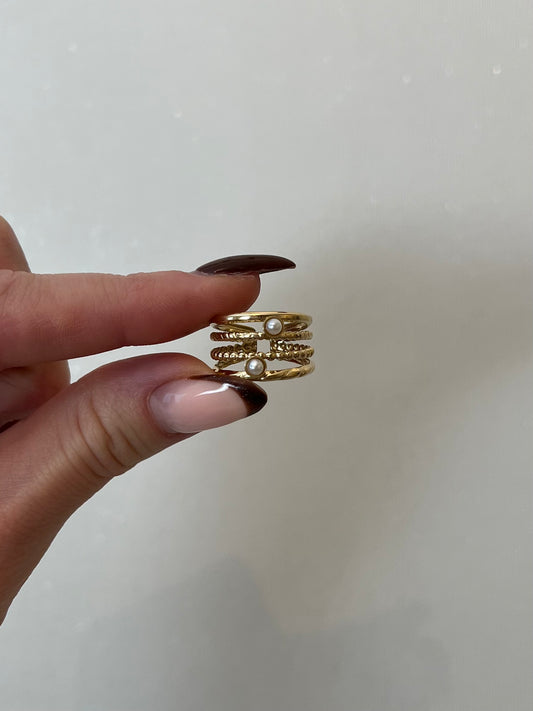 Ring meerdere laagjes met parels