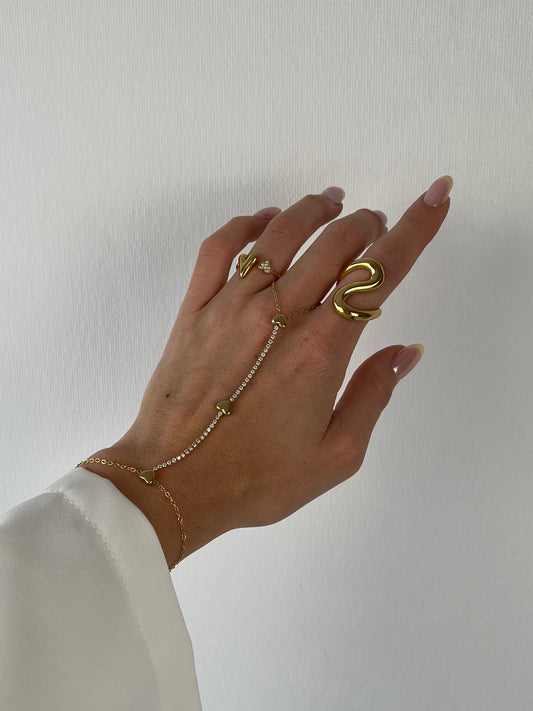 Hand chain full strass with heart