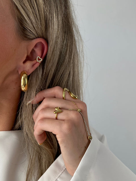 Earcuff strass hartje