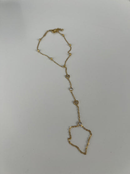 Hand chain met fijne strass hartjes