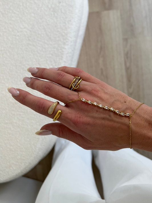 Ring dubbel laagjes met strass