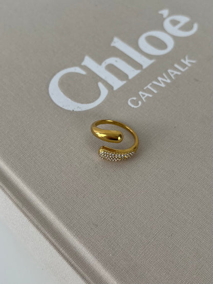 Ring dubbel laagjes met strass