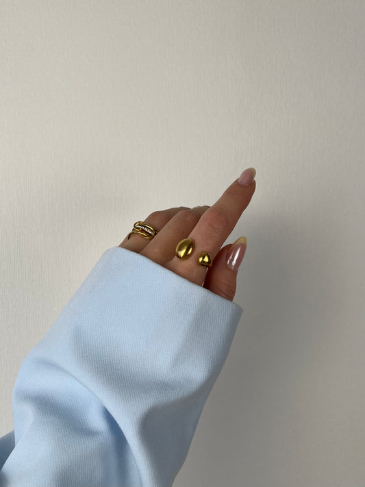 Ring 2 matte bolletjes open voorzijde